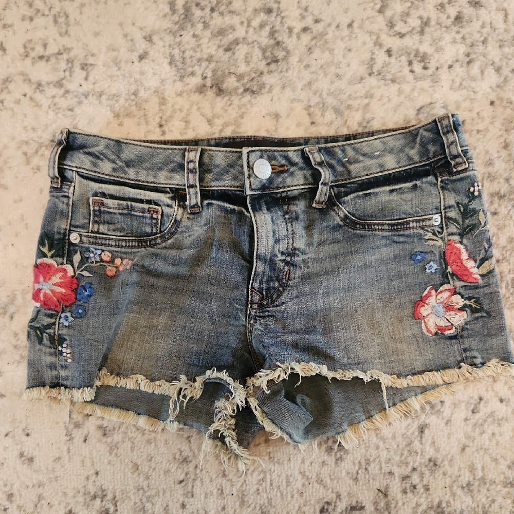 Express Embroidered Cut Off Style Jean Shorts
